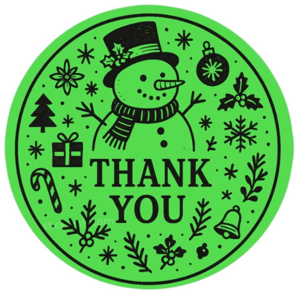 Christmas Gift Packaging Stickers – Snowman Holographic Thank You - Picture 5 of 6